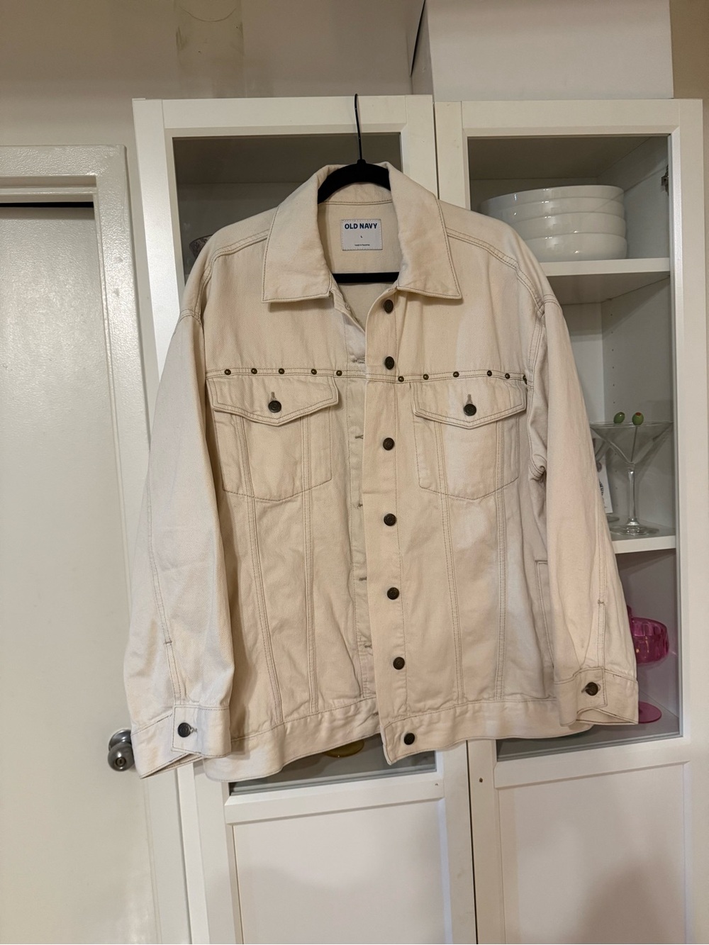 Old Navy Women’s Studded Cream Denim Jacket